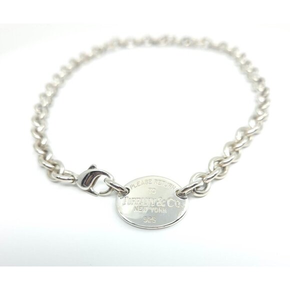 Tiffany & Co Sterling Silver Return to Tiffany Oval Tag Link Necklace 16" - Picture 3 of 12